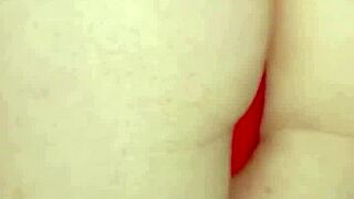 Amoosinas blasts cum on white ass in airport toilet after doggystyle pounding