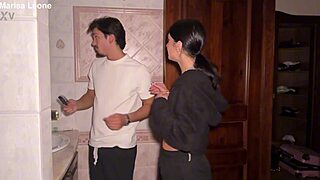 Pretty Tattooed Italian Teen Fucked Hard in Friend's Bathroom