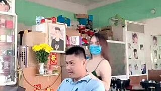 sexy big tits em yên nhi gets haircut tease