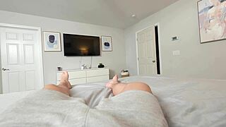 chloe amour shares bed riding rough with tight wet pussy pov