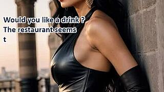 a classy french brunette in leather gives public rooftop blowjob