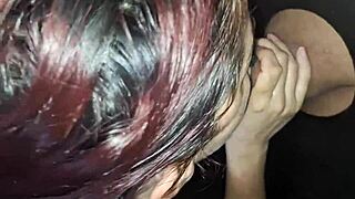 skinny redhead prostitute gulps gloryhole stranger creampie loads