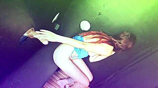 skinny redhead prostitute gulps gloryhole stranger creampie loads