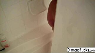 diamond's big tits get soaking wet while fingering her pussy in steamy shower!