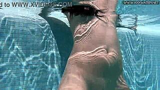 Jessica Lincoln pink bikini pool tease horny fuck?