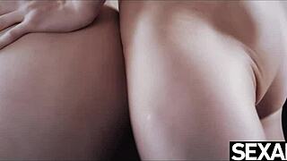 Her big tits bounce wildly during intense doggystyle pounding