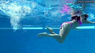 Jessica Lincoln pink bikini pool tease horny fuck?