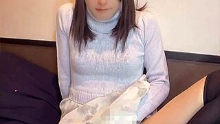 a cute japanese crossdresser masturbates quietly on cam