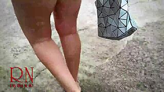 I'm teasing my throbbing clit with dildo while masturbating publicly in car