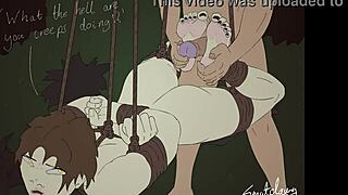 innocent ogre girl bound hogtied by fantasy monster feet