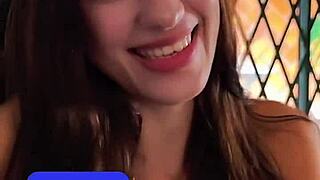 Horny Petite 18+ Latina Busty Brunette Deepthroats Balls Rimjob