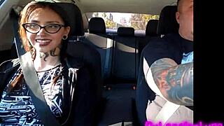 tattooed latina's hot casting kisses lead to action in the car to hotel