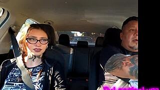 tattooed latina's hot casting kisses lead to action in the car to hotel