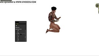 Damn, black cartoon hunk pounds standing, squatting, lying hard!