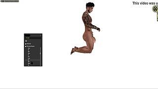 Damn, black cartoon hunk pounds standing, squatting, lying hard!