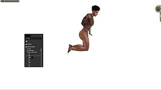 Damn, black cartoon hunk pounds standing, squatting, lying hard!