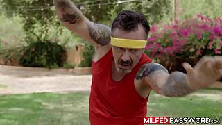 pervy neighbor can't resist ebony milf's teasing workout curves