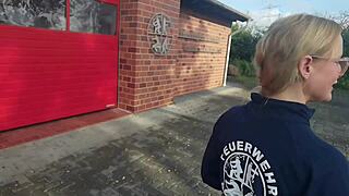blondehexe firefighter intern public outdoor bonus scene