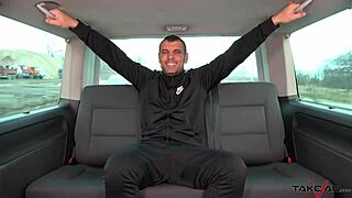 damn traveling blonde trades deal for stranger's massive cock fuck in moving taxi!