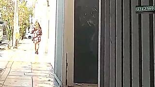 Mature debtor chased and fucked fast by young stud outdoors