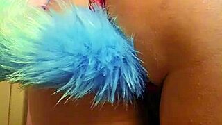 Tattoo Slut Wife Dances in Tanga Anal Plug Tail Masturbates Vibrator