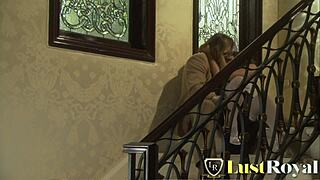 roxy jezel slammed hard anal on stairs with shaved pussy