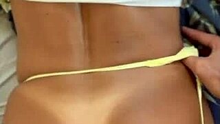 athletic tanned gym babe gets fucked public thong ripped muscular latina compilation