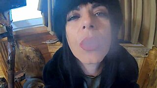 wanna see this milf deepthroat huge cock in fur coat shiny boots?