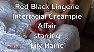 provocative lily raine's red black lingerie interracial creampie affair