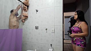 stepdaughter gets multiple orgasms from stepdad's cock in her tight pussy after bath