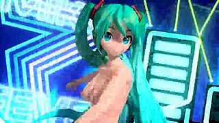 Hatsune Miku seduces in full nude night fever mod