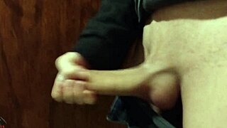 i love stroking my huge cock in bathroom mirror