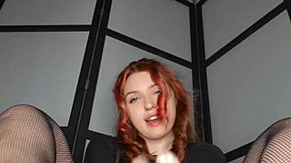 wanna be my big dildo for this redhead's virtual cumshot footjob fantasy?