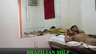 Young stud pays rent devouring mature milf's tight ass in see-through sheer monster cock blowjob frenzy
