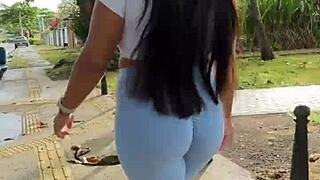 Brunette Wife Teases Ass in Tight Leggings on Morning Walk