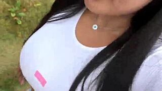 Brunette Wife Teases Ass in Tight Leggings on Morning Walk
