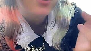 Chubby alt milf neighbor smokes while teasing huge natural tits