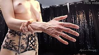 Hey, check Rebecca Diamante's visible hand veins topless up close.