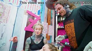 Ready for Merry's inked big cock foursome?
