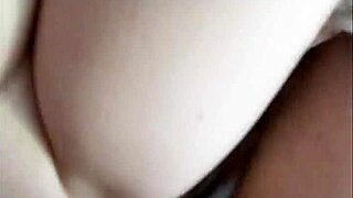 Housewife in stockings takes massive cumshot on natural tits