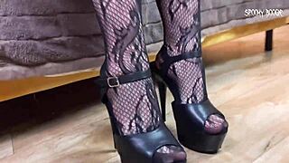 Goth girl in gloves jerks your cock making you horny on first date POV