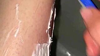 closeup on my smooth legs while i shave 'em nice and slow 😏✨