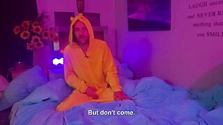 Nerdy pokeslut trainer captures your essence with hot joi orgasm instructions on train.