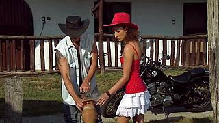  biker rams curly country teen ass then she sucks filthy anal cock!
