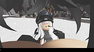 Blonde Snow Bunny Blows in Forest Handjob Missionary