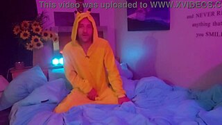 Nerdy pokeslut trainer captures your essence with hot joi orgasm instructions on train.