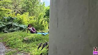 guy walking farm sees me doing yoga and fucks tight pussy