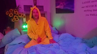 Nerdy pokeslut trainer captures your essence with hot joi orgasm instructions on train.