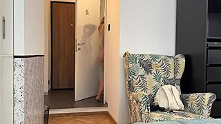 Delivery Man Stares at My Big Tits and Ass After Towel Drop