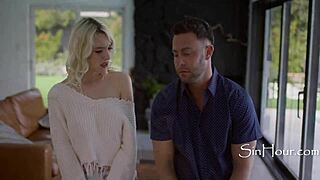 blonde wife cheats wildly in dark cinema thrill